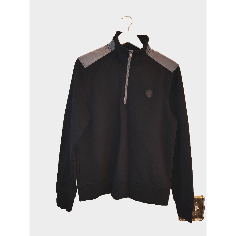 Men's Michael Kors 1/4 Zip Black with Gray Pullover Sweater Size M